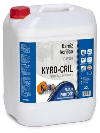 KYRO PINTURAS - KYRO-CRIL Fijador Acrílico Incoloro para Fachadas y Paredes. Selladora para Fondo Interior y Exterior. Evita la Humedad. (20 Litros)