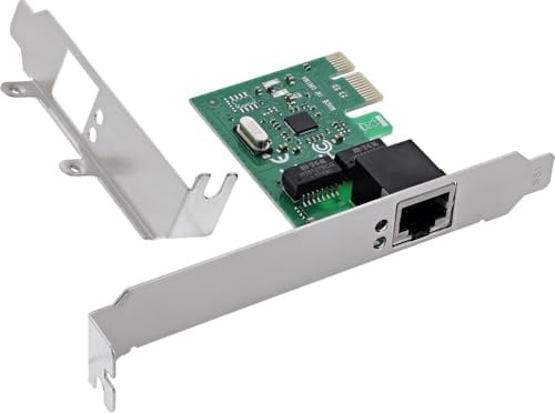 InLine Gigabit Netzwerkkarte PCIe x1, RJ45 LAN Karte 10/100/1000 Mb/s, Realtek RTL8111F, Low Profile, für Windows Linux Server Desktop, 51127F