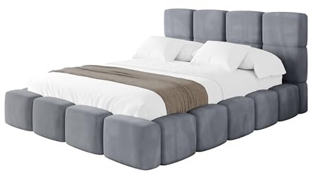 ALTDECOR Polsterbett mit Bettkasten und Lattenrost, Bett mit Kopfteil, Boxbett ohne Matratze, Doppelbett mit Stauraum - NATA 160x200 Grau