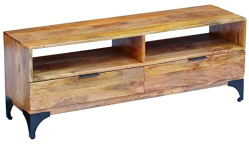 vidaXL TV Fernsehtisch Fernsehschrank HiFi Lowboard Mangoholz Antik Industrie