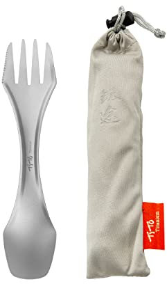 TiTo Titanium Spork 3-in-1 Lightweight Spoon-Fork Portabale Flatware for Outdoor Camping, Traveling, Hiking and Picnics Utensil(3-1)