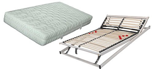 Malie Set BIGSTAR XXL H4 5-Zonen Tonnentaschenfederkernmatratze in 120 x 200 cm Plus Verstellbarer Lattenrost S-leepline Solo in 120 x 200 cm | fertig montiert und sofort lieferbar