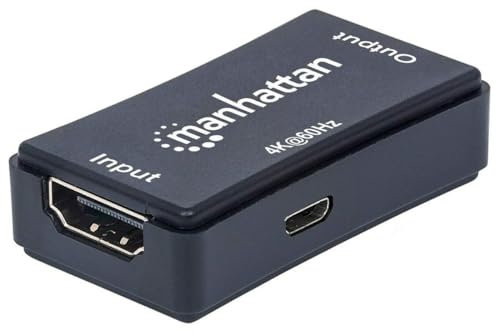 Manhattan Répéteur HDMI (amplificateur de Signal HDMI, Prolonge la vidéo 4K et l'audio sans Perte jusqu'à 40 m) Noir