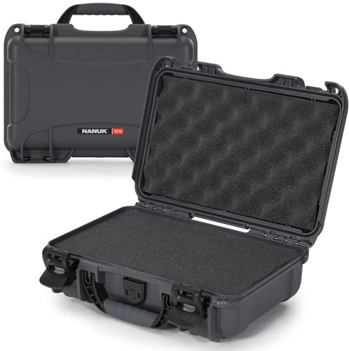 NANUK 909 – Wasserdichter Schutzkoffer aus NK-7-Kunststoff mit individuell anpassbarem Schaumstoff-Einsatz (32 x 22,9 x 11,2 cm) (Graphit)