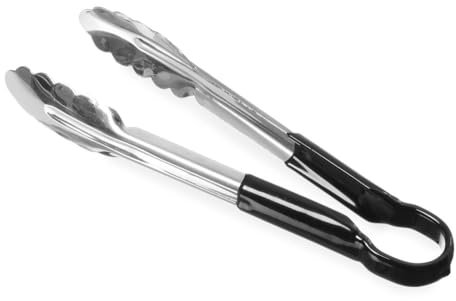 HENDI Pince de service HACCP, poignée enduite aux couleurs HACCP, pince de cuisine, pince alimentaire, pince à barbecue, pince de cuisson, 250 mm, acier inoxydable, noir