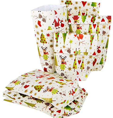 Logbuch-Verlag 25 kleine Weihnachten Geschenktüten Geschenkbeutel 16,5 x 26 x 6,5 cm Papierbeutel Santa Kinder Nikolaus Verpackung Kunden Schüler