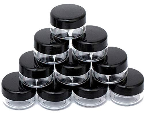 ZEJIA 10 Gram Cosmetic Containers 10pcs Sample Jars with Lids Plastic Makeup Sample Containers BPA Free Pot Jars(Black)