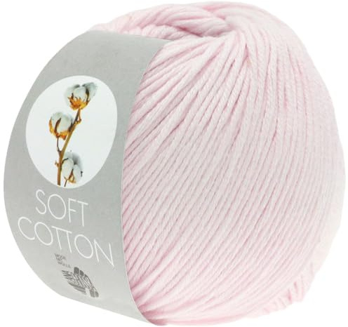 LANA GROSSA Soft Cotton | Weiches Baumwollgarn mit modernem Mikrofaseranteil | Handstrickgarn aus 70% Baumwolle & 30% Polyacryl | 50g Wolle zum Stricken & Häkeln | 140m Garn FB7