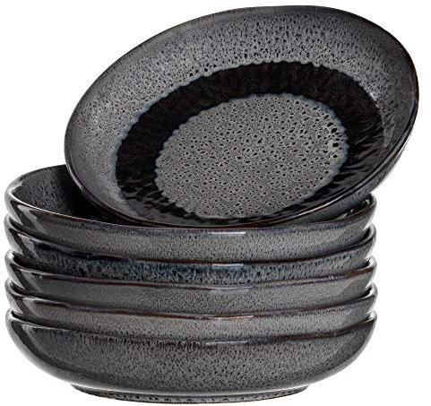 LEONARDO HOME 018562 MATERA 6er Set Teller, Keramik, Anthrazit
