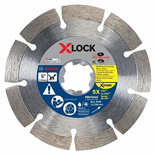 BOSCH DBX541E 125 mm X-LOCK Xtreme Diamant-Trennscheibe mit segmentiertem Rand, kompatibel mit 22,23 mm Bohrungsdurchmesser für die Anwendung in Stahlbeton, Ziegel, Stein