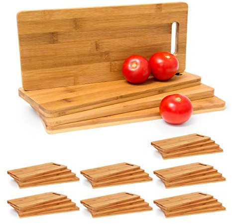 Relaxdays Set da 32 Taglieri in bambù per la Cucina, Vassoi, Tavolette per Servire Formaggi e Salumi, Naturale