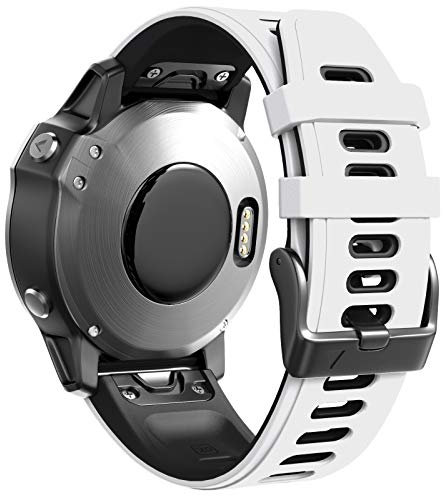 ANBEST Armbänder Kompatibel mit Garmin Fenix 7S/6S Pro/Fenix 5S Armband, Schnellverschluss Silikon 20mm Ersatzarmband für Fenix 5S Plus/D2 Delta S(Weiß/Schwarz)
