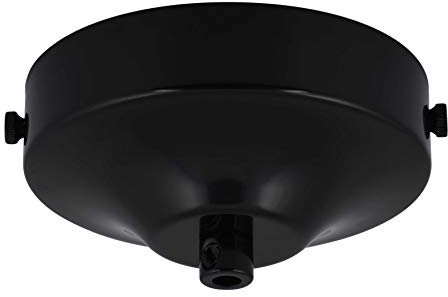 lekTek Rosace de plafond concave de 100 mm de diamètre à patte de fixation et serre-câble. Idéale pour les ampoules à filament vintage suspendues. Finis métalliques et thermolaqués Noir de Jais