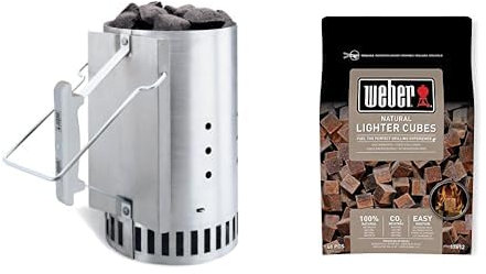 Weber Chimney Starter & 17612 - Cubetti accendifuoco 48 pastiglie sul Marrone