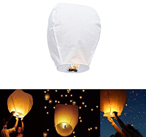 Jackallo Farolillo Chino, linternas de Cielo, linternas de Papel voladoras Farolillo de Papel Biodegradable Resistente al Fuego Linternas de Deseos Chinos para Fiestas y Festivales