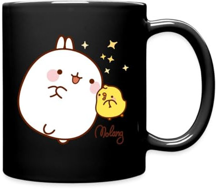 Spreadshirt Molang Piu Piu Sterne Tasse, Schwarz, Keramik, 325 ml, Tasse