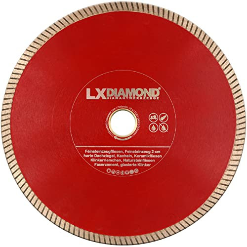 LXDIAMOND Diamant-Trennscheibe 230mm x 25,4mm ideal für den Dauereinsatz in 2-3cm Feinsteinzeug Terrassenplatten Feinsteinzeugfliesen Natursteinfliesen usw. Diamantscheibe 230 mm