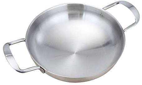 Tubayia Edelstahl Paella Pfanne Kochtopf Antihaft Topf Suppentopf Küche Kochgeschirr (Silber,20cm)