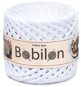 T-Shirt-Garn, Fettuccine-Spaghetti-Knäuel, Bio-Baumwolle, zum Häkeln, Stricken, für Makramee, 3–5 mm, schneeweiß