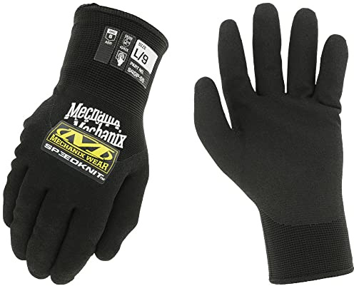 Mechanix Wear: SpeedKnit Thermo-Arbeitshandschuhe mit Nitrilbeschichtung, berührungsfähig, isoliert, hohe Abriebfestigkeit und trockene Griffleistung, Schwarz, Größe S