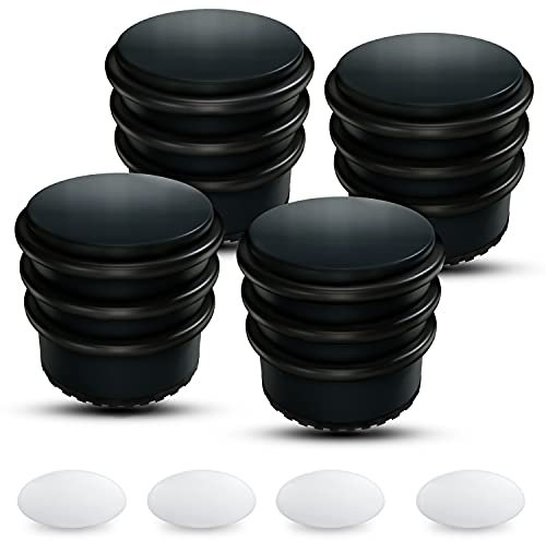 SilverRack® Türstopper Edelstahl Schwarz Hoch [4 Stück] + 4 extra Wand Türstopper - Premium Tür Stopper ohne Bohren 1,1kg - Schwerer Türstopper Boden - 7,5x8cm Door Stopper