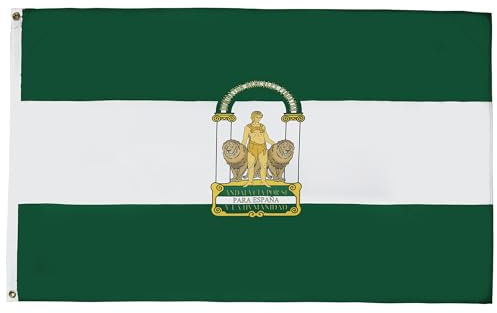 AZ FLAG - Bandera Andalucía - 90x60 cm - Bandera Andaluza 100% Poliéster Con Ojales de Metal integrados - 50g - Colores Vivos Y Resistente A La Decoloración