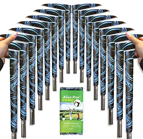 Alien Pros Golf-Grip-Wickelbänder (16er-Pack) – Innovative Golfschläger-Grifflösung – genießen Sie ein frisches neues Griffgefühl in weniger als 1 Minute (16 Stück, blaue Wellen)