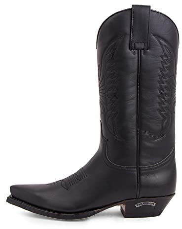 Sendra Boots - 2073 Stivali Camper con tacco alto da donna e da uomo - Stile cowboy in pelle nera - Stivali da cowboy alla moda - 38