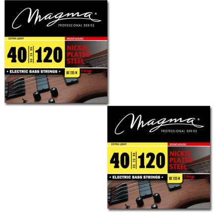 Magma - 1 Juego de Cuerdas para Bajo Eléctrico de Acero Niquelado – Tensión Extra Liviano - 5 Cuerdas, Escala 34 pulgadas - Set de 5 cuerdas (.040 - .055 - .075 - .095 - .120) – BE135N