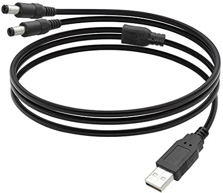 YACSEJAO Cable divisor USB a CC USB a doble CC 5,5 x 2,1 mm, cable de alimentación Jack de barril de 5 V para ventilador LED enrutador de luz altavoces pequeños electrodomésticos