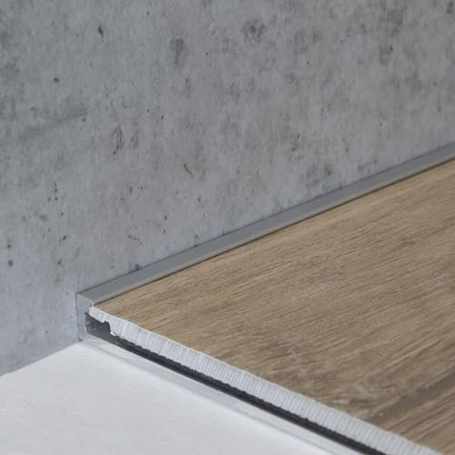 AUER Aluminium-Sockelleiste | Silber | 5 mm x 60 mm | 2500 mm | Einklebe | 1 Stück