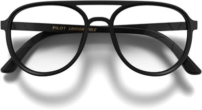 LONDON MOLE Brillen | Pilot Lesebrille | Pilotleser | Coole Leser | Stilvolle Lesebrille | Unisex | Federscharniere | Mattschwarz | + 1,5 Vergrößerung