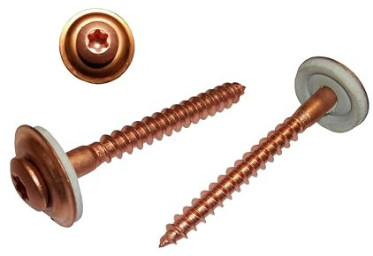Zapados® Spenglerschrauben - TX20 - Edelstahl A2-2tlg. mit 15 mm EPDM - Dichtscheibe (4,5x45mm / verkupfert, 25)