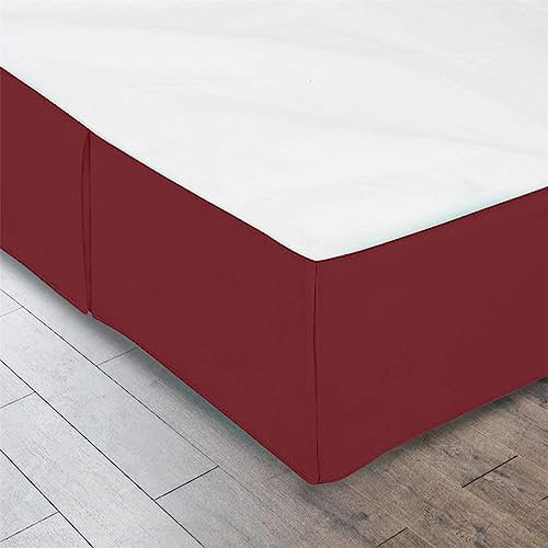 ISZI Cache-Sommier Plissé 100% Microfibre Jupe de Lit en Tissu Brossé Élastique avec Classique Chute de 14 Pouces Couvre Canapé Housse de Cadre de Lit,Rouge,140 * 200+35cm