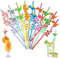 16Pcs Styling Straws Reusable Plastic Straws Spa Party Supplies Beach Drinking Straws Curly Drinking Straws Wedding Decorations Birthday Party Favors for Kids Boys Girls (Dinosaur Theme)