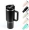 XSUPER 40oz Tumbler with Handle and Straw Lid, Stainless Steel Vacuum Insulated Travel Mug Water Bottle Cup for Water, Iced Tea or Coffee, Smoothie and More (Black)