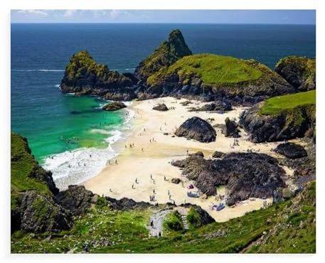 jigsaw 1000 pieces,People enjoying the sandy cove of Kynance Cove in Cornwall,jigsaw adults and kids puzzles difficulty jigsaw game role jigsaw educational game toy family decoration(50x70cm）-64
