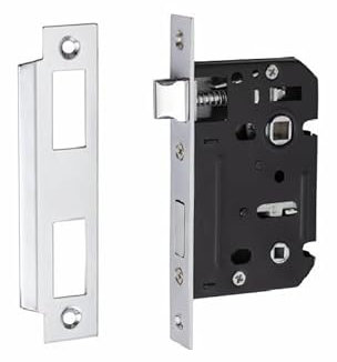 Golden Grace Bolt Through Bathroom Mortise Lock in Chrome Finish, Nickel Plated - 2.5 64mm Backset Size, 45mm from Edge of Door to Spindle Holes