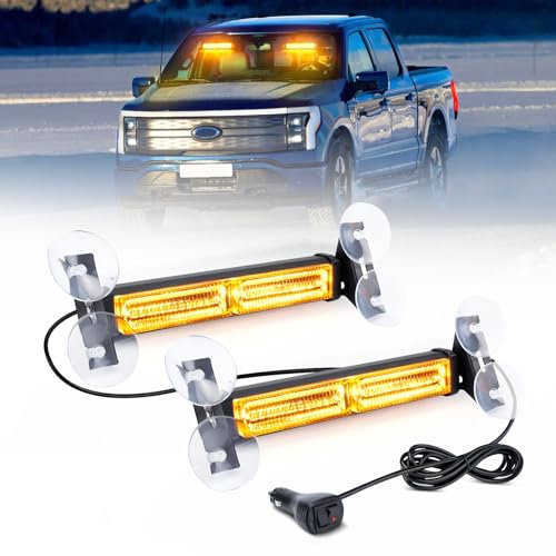 2 en 1 lumières stroboscopiques de tableau de bord d’urgence, 26-Mode lumières de pare-brise intérieures Deck Split ambre avertissement sécurité clignotant lumière pour véhicules camions, 40PCS Led