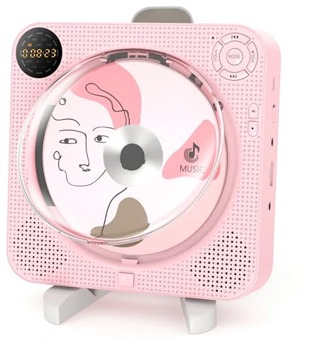 Lettore CD portatile, Arafuna Lettore CD Bluetooth con altoparlanti, Piccolo domestico con telecomando, Radio FM, Schermo digitale, Jack per cuffie