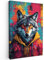 MuchoWow© Leinwände Groß 80x120 cm XXL Wall Decoration Bilder für die Wand Schlafzimmer Deko Pictures Canvas Painting Wanddekoration Wohnzimmer Graffiti - Wolf - Street Art - Wilde Tiere