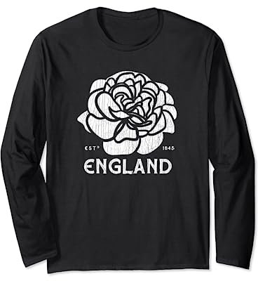 Rugby English Top White / Red Rose Flag of England Langarmshirt