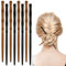 Amabro Lot de 8 baguettes à cheveux en bois rétro pour chignons en forme de bambou - Épingles à cheveux chinoises vintage faites à la main - Accessoires de cheveux pour femme