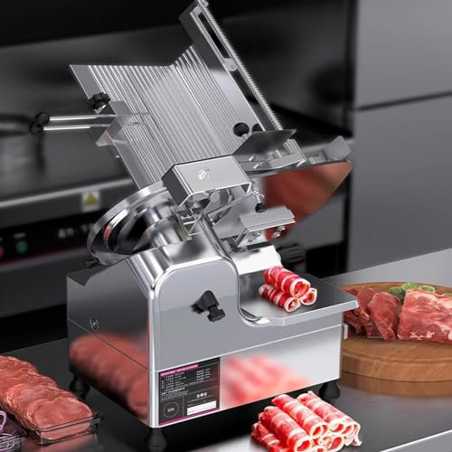 Commercial Meat Roll Mutton Frozen Meat Slicer - Electric Deli Slicer for Hot Pot, Semi-Automatic Electric Meat Slicer