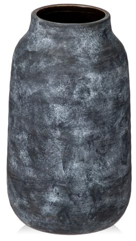 Dekovase Blumenvase aus Keramik Rund Tischvase im Antik Shabby Chic Look Vasen für Blumengesteck, H x Ø: 28 x 15 cm