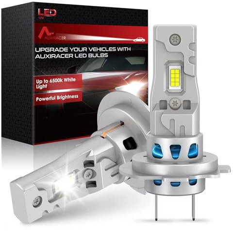 AUXIRACER h7 LED 30000LM, 120W 600% Lumière 6500K Blanc Anti Erreur Extrêmement Brillant Kit de Conversion h7 Phares, pour Rechange pour Lampes Halogènes et Xenons Auto (2 Set)