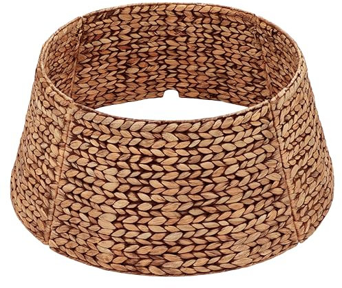 CENBOSS Collier pour sapin de Noël, base de panier de sapin de Noël, collier d'arbre en rotin pour arbres artificiels, collier de jupe d'arbre de Noël en osier tissé, anneau de sapin de Noël (marron