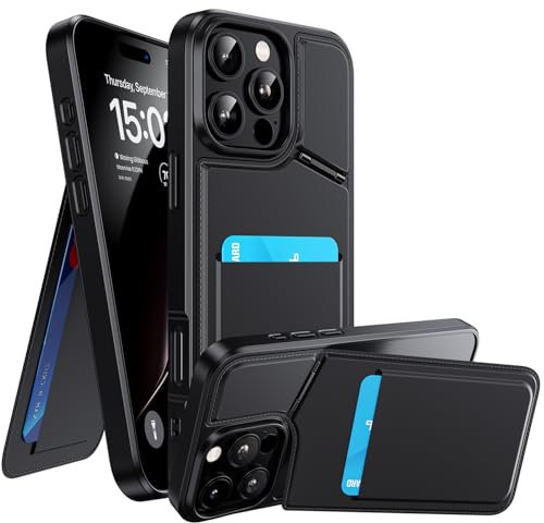 WSKEN for iPhone 16 Pro Max Wallet Case with Phone Stand,RFID Blocking Card Holder Slot, Strong Magnetic MagSafe PU Leather Slim Shockproof Phone Cover Black