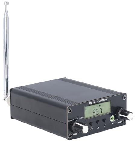 LiebeWH Émetteur de Diffusion FM DC12V 0.5W, Station Stéréo Radio FM Longue Portée avec Prise Sonore Micro 3.5mm pour Théâtres