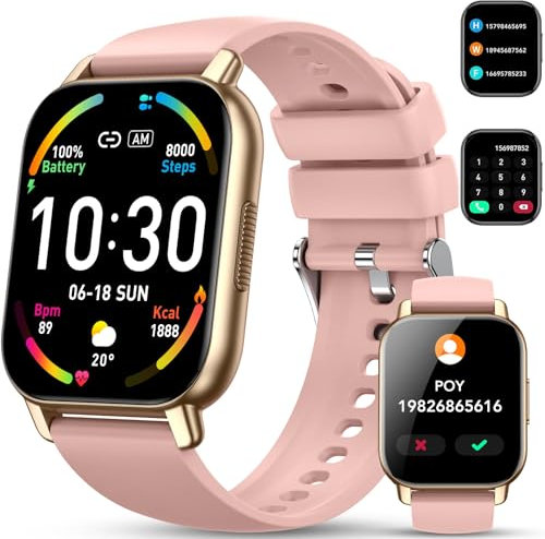 Smart Watch per uomo e donna, rispondere/effettuare chiamate, touch screen HD da 1,8 pollici, orologio fitness con cardiofrequenzimetro, monitoraggio del sonno, contapassi, impermeabile IP68, oltre